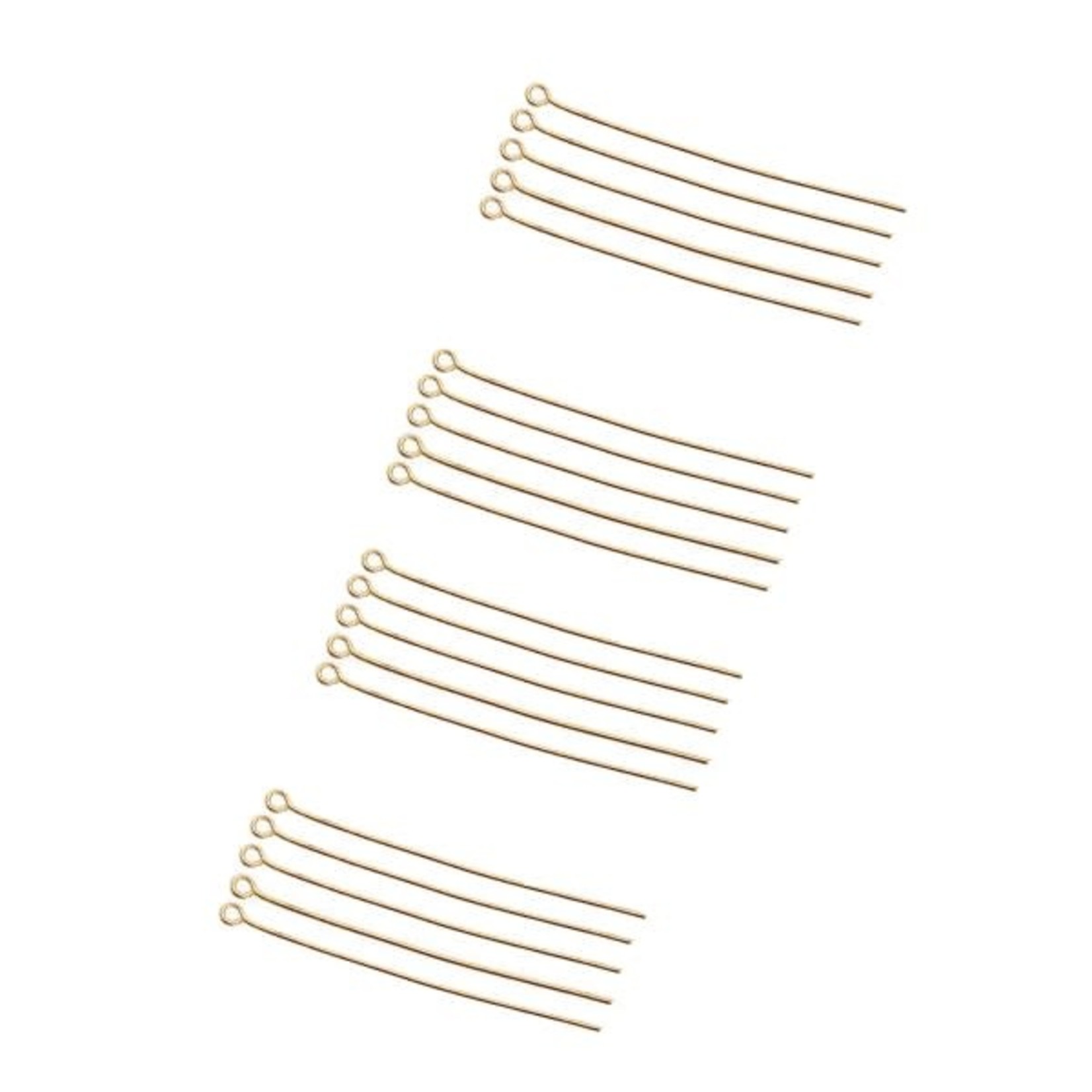 Satin Gold Plated Eyepin 20 Ga  2" Nickel-Free - 20 pieces