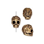 Rose Skull Gold Plated Bead