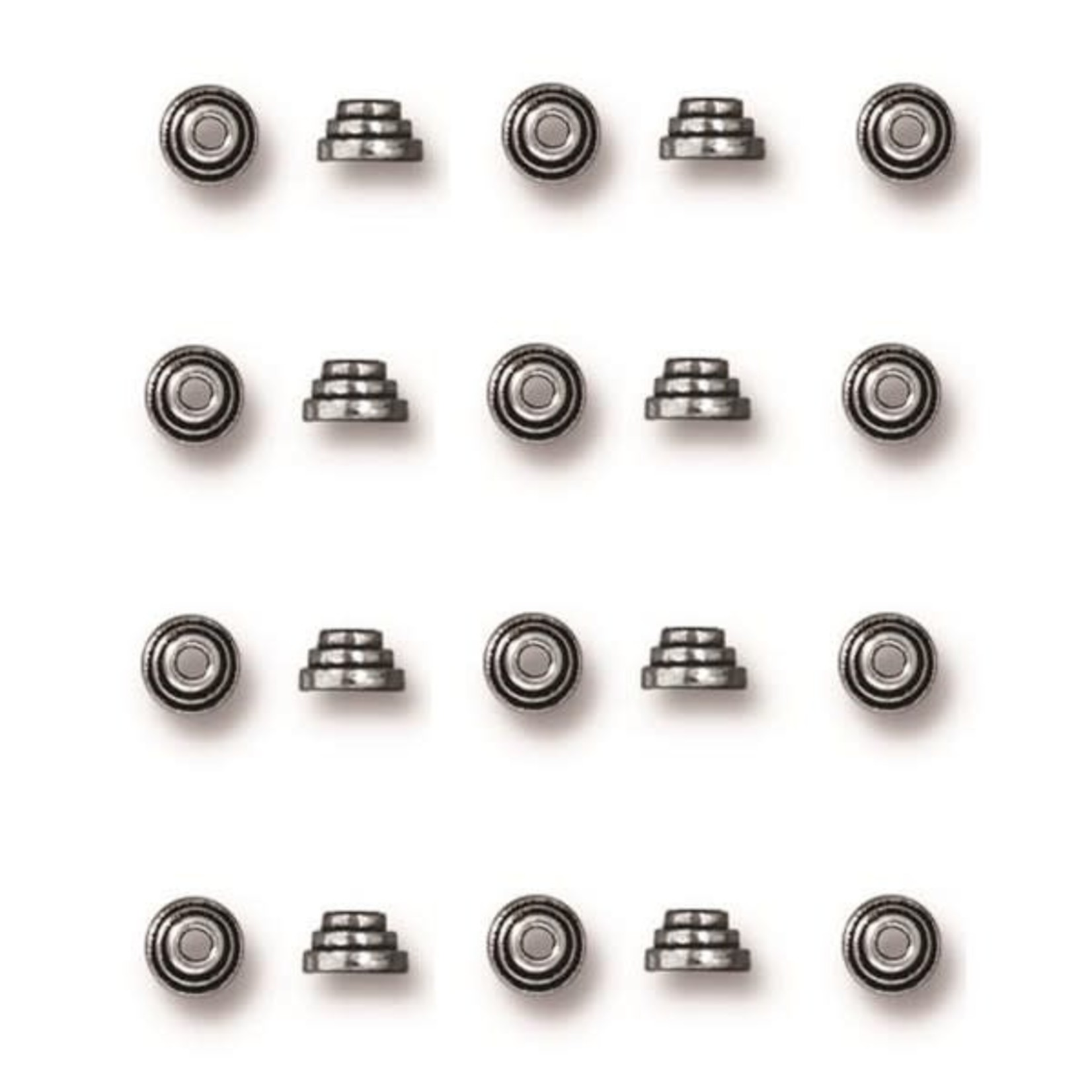 TierraCast Stepped Bead Cap 4mm  Antique Silver Plated - 20 pieces