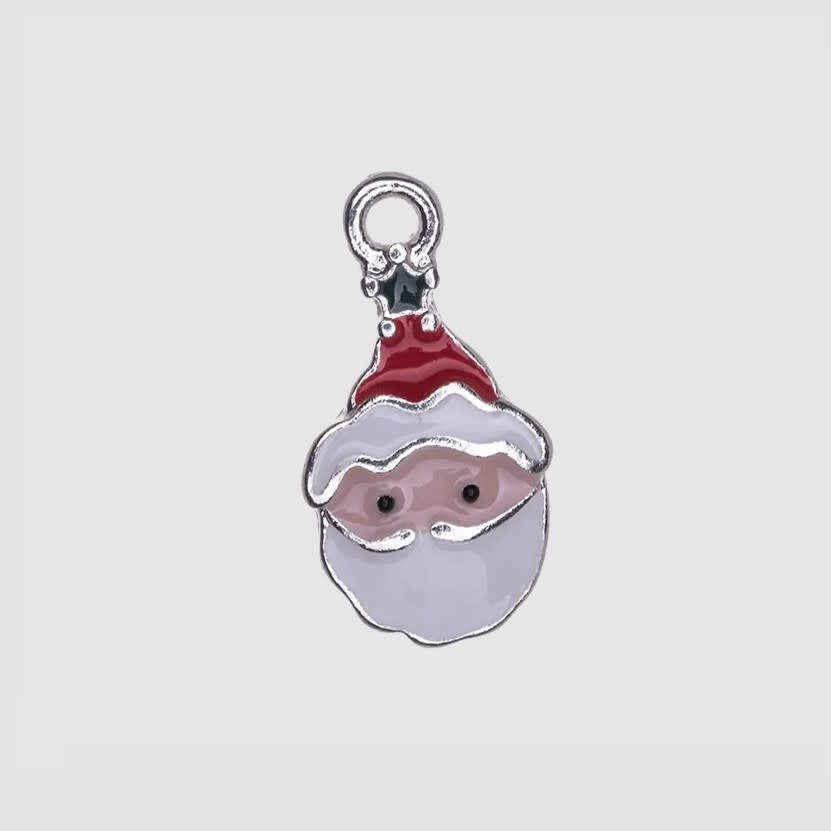Santa Claus Charm - Enameled on Silver - Bead Inspirations