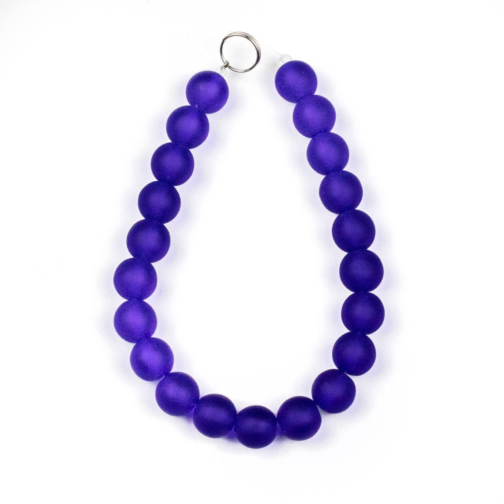 Sea Glass Style 10mm Matte Cobalt Blue Round Bead 8 inch Strand