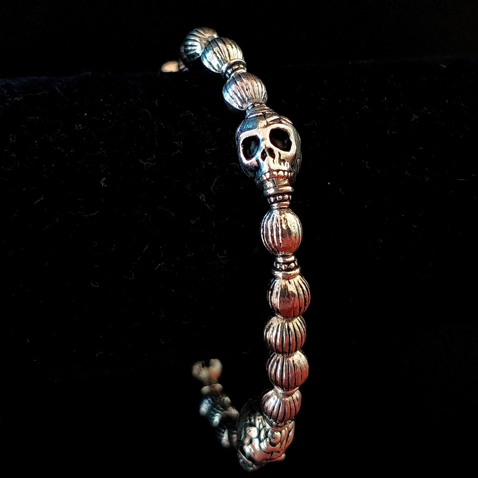 TierraCast Rose Skull - Antique Silver Plated Bead