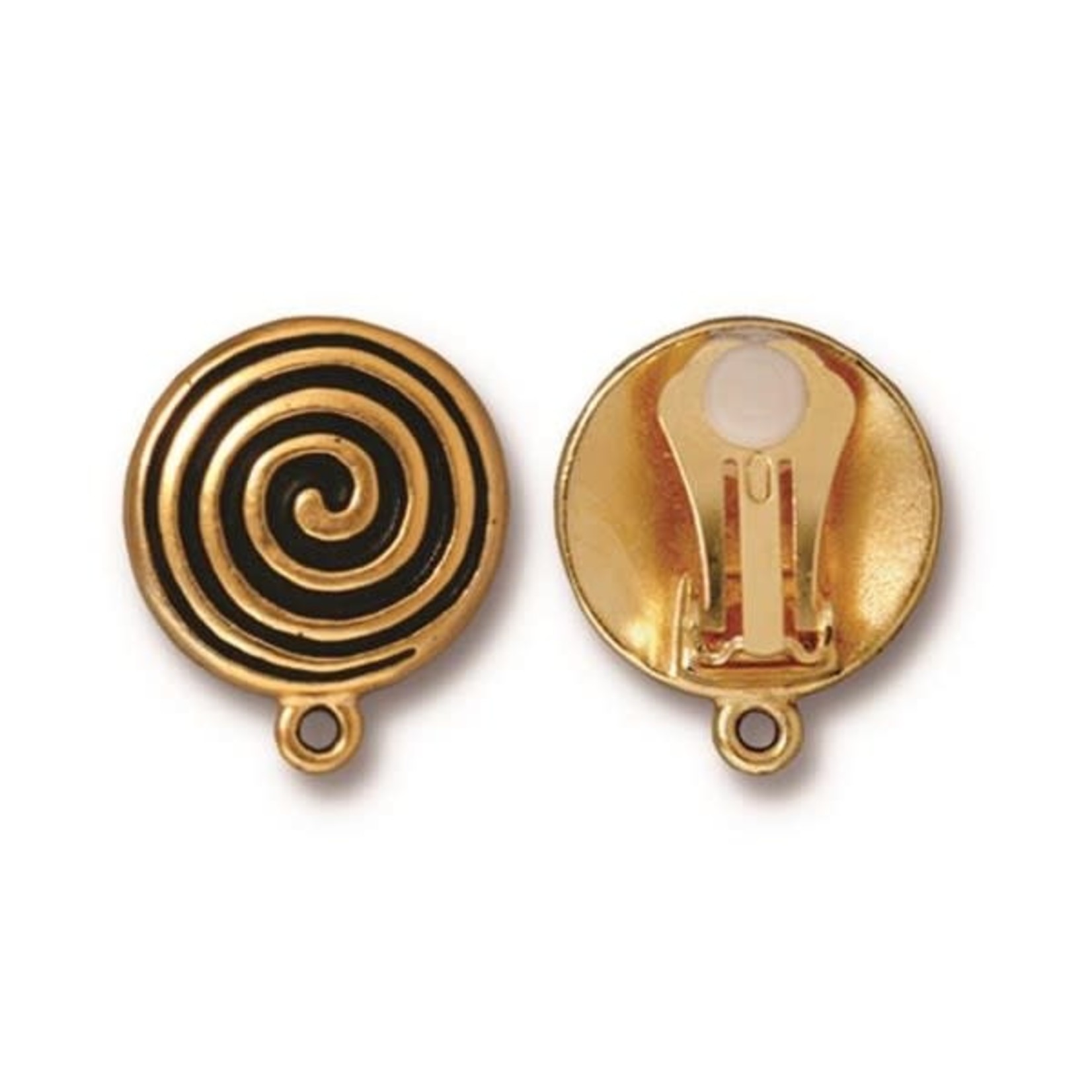 TierraCast Spiral Earring Clip Antique Gold Plated - Pair
