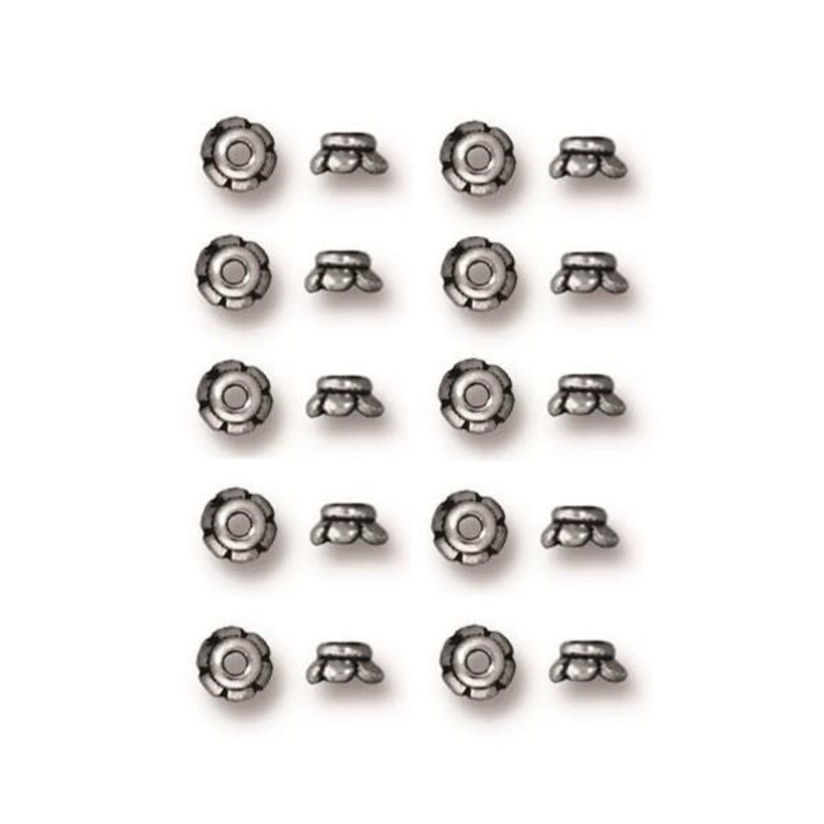 TierraCast Scalloped 4mm Bead Cap Antique Silver Plated - 20 pieces