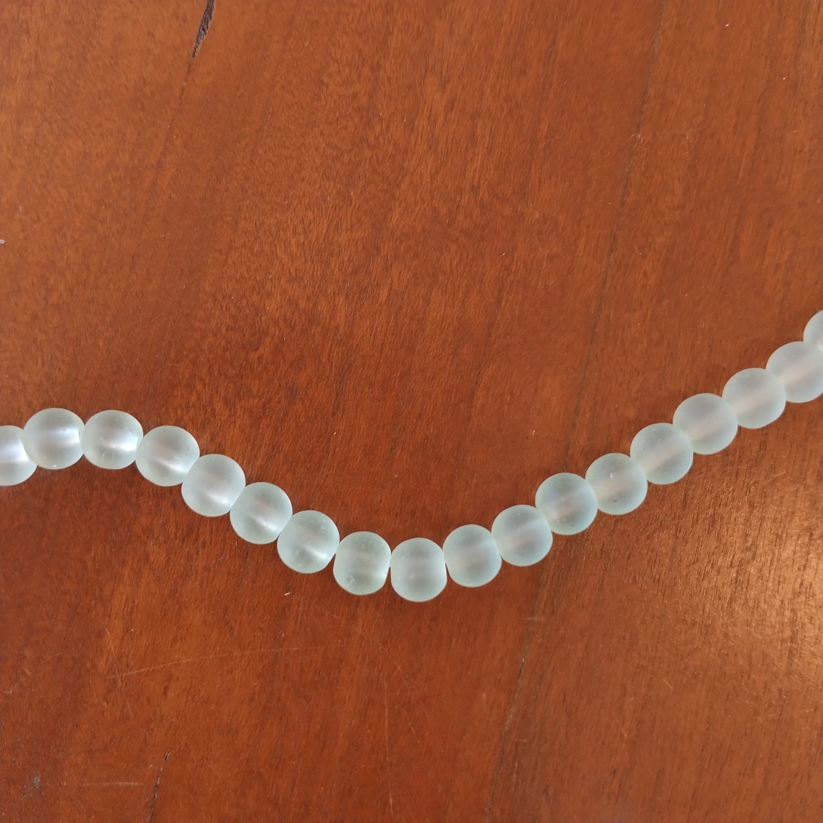 Sea Glass Style  6mm Matte Seafoam Round Bead 8 inch Strand