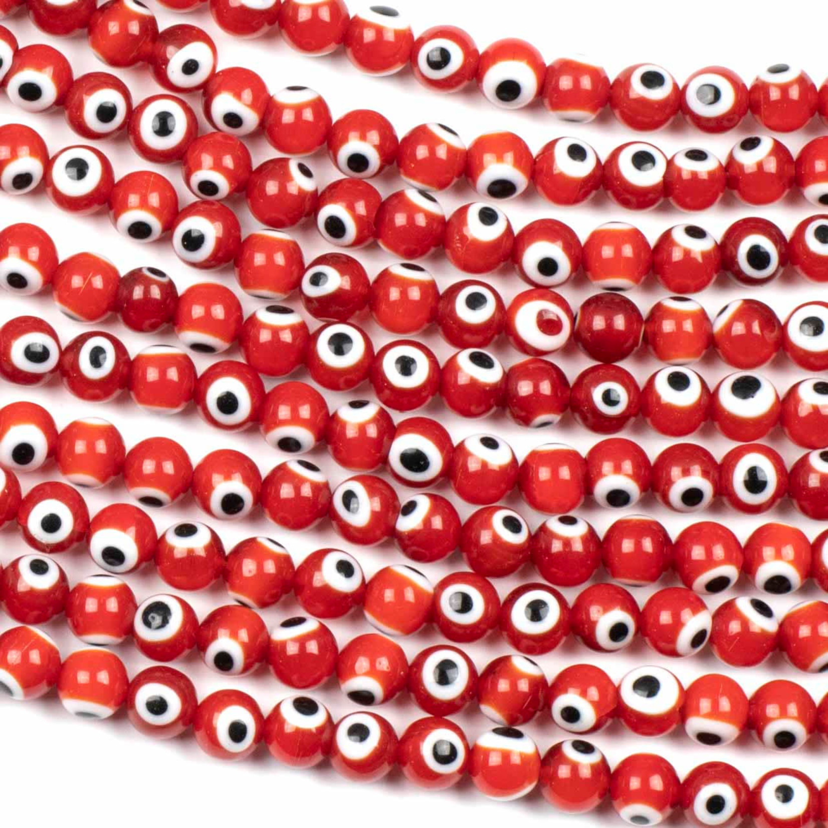 Evil Eye Glass  8mm Red Bead