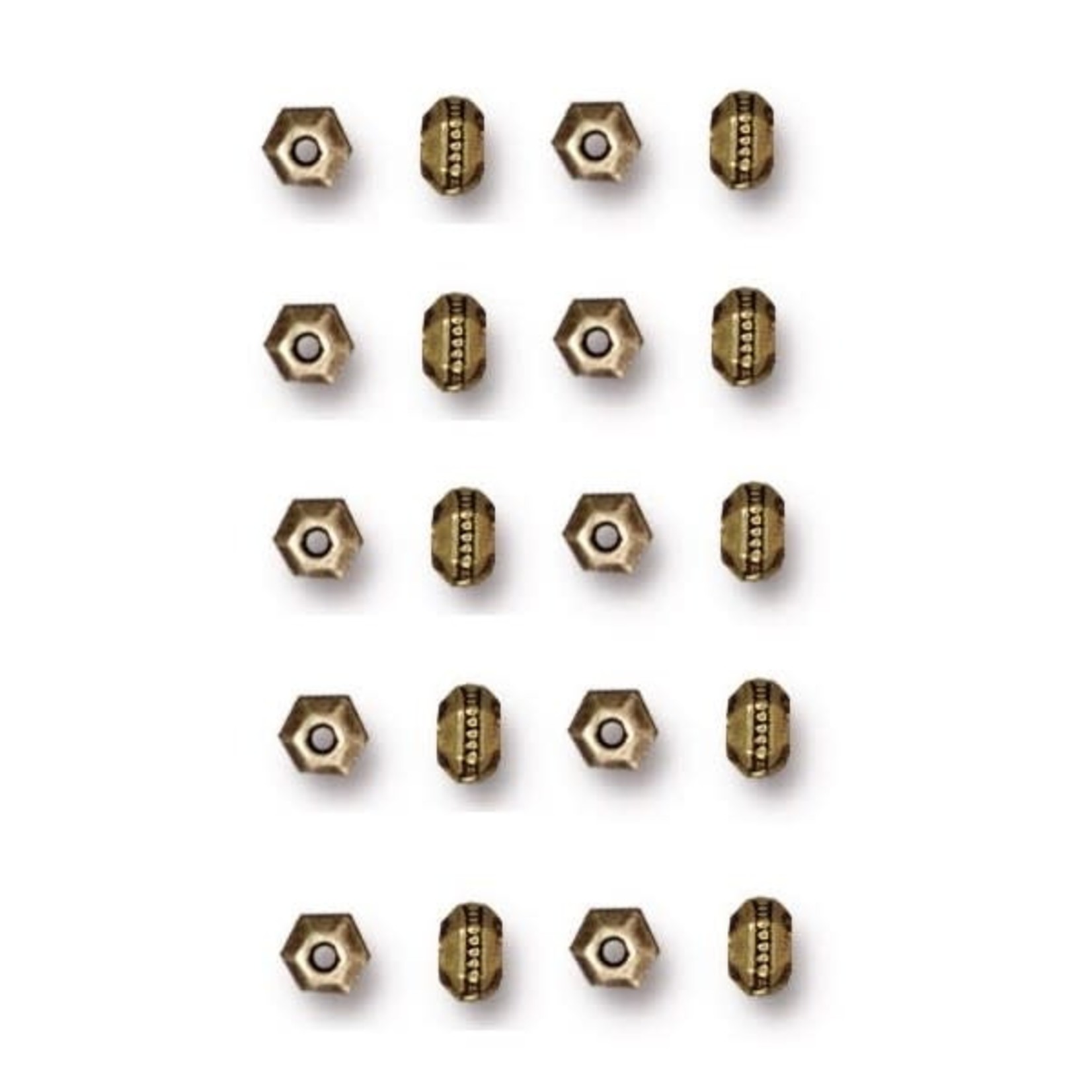 Faceted 3mm Hexagon Spacer Bead Brass Oxide Plated - 20 pieces