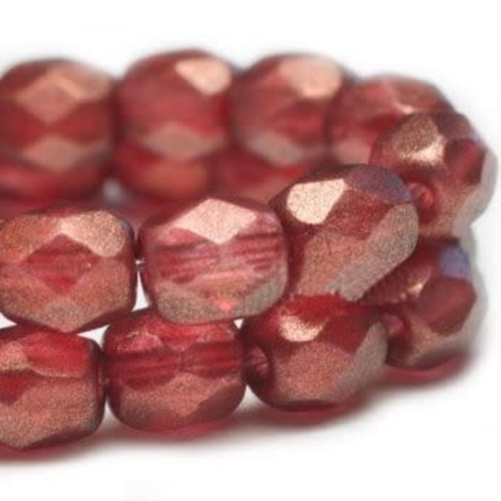 Czech Glass Fire Polish 3mm Pacific Burnt Umber with Matte Gold Finish Bead Strand
