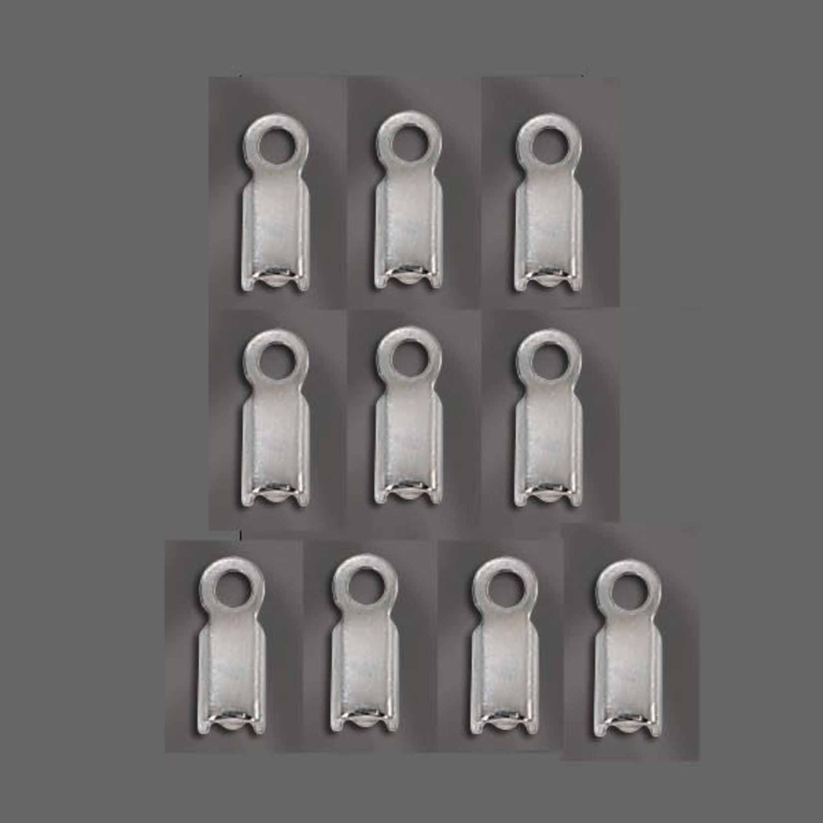 Silver Plated End Cord Fasteners - 10 Pieces