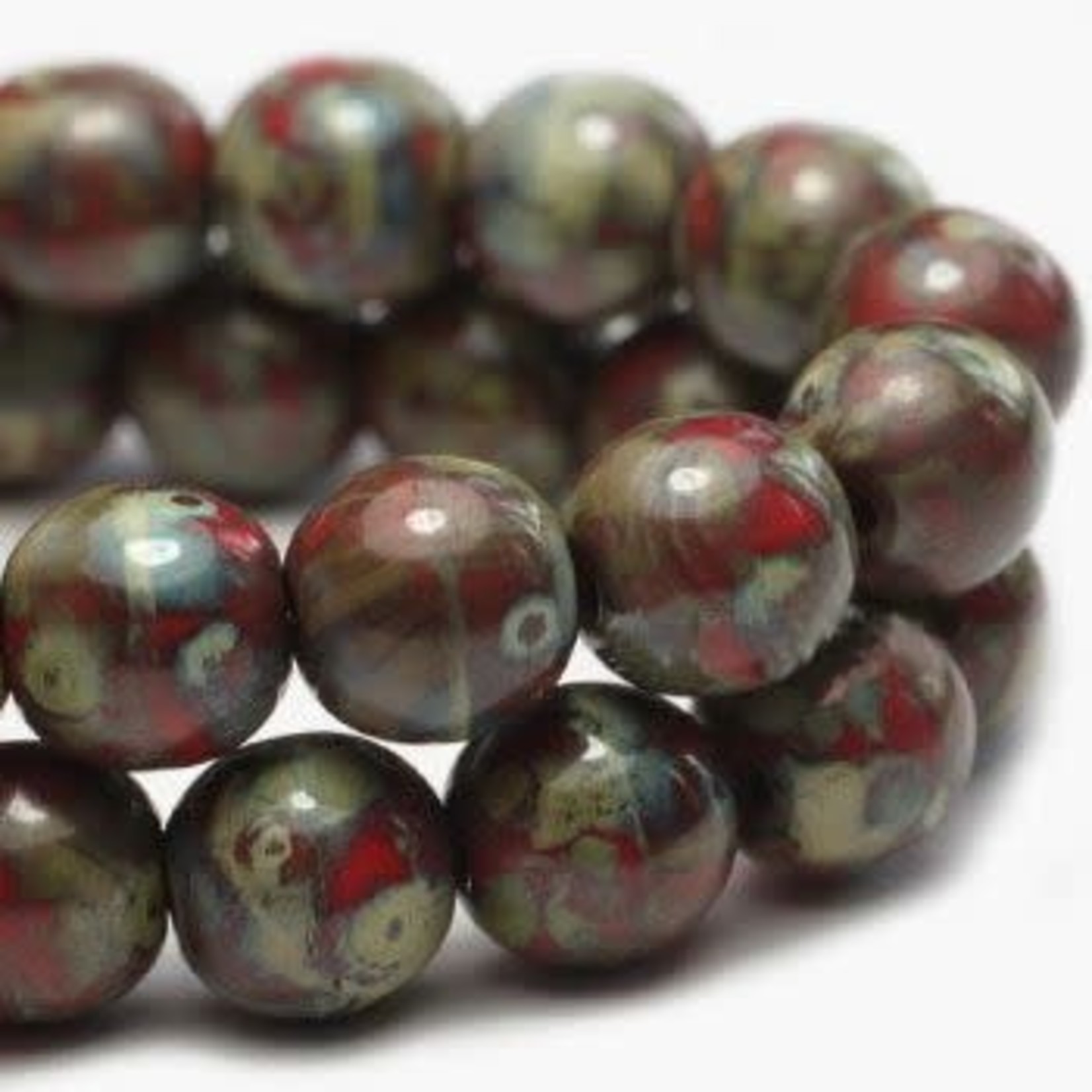 Czech Glass Druk 3mm Red Picasso Bead Strand