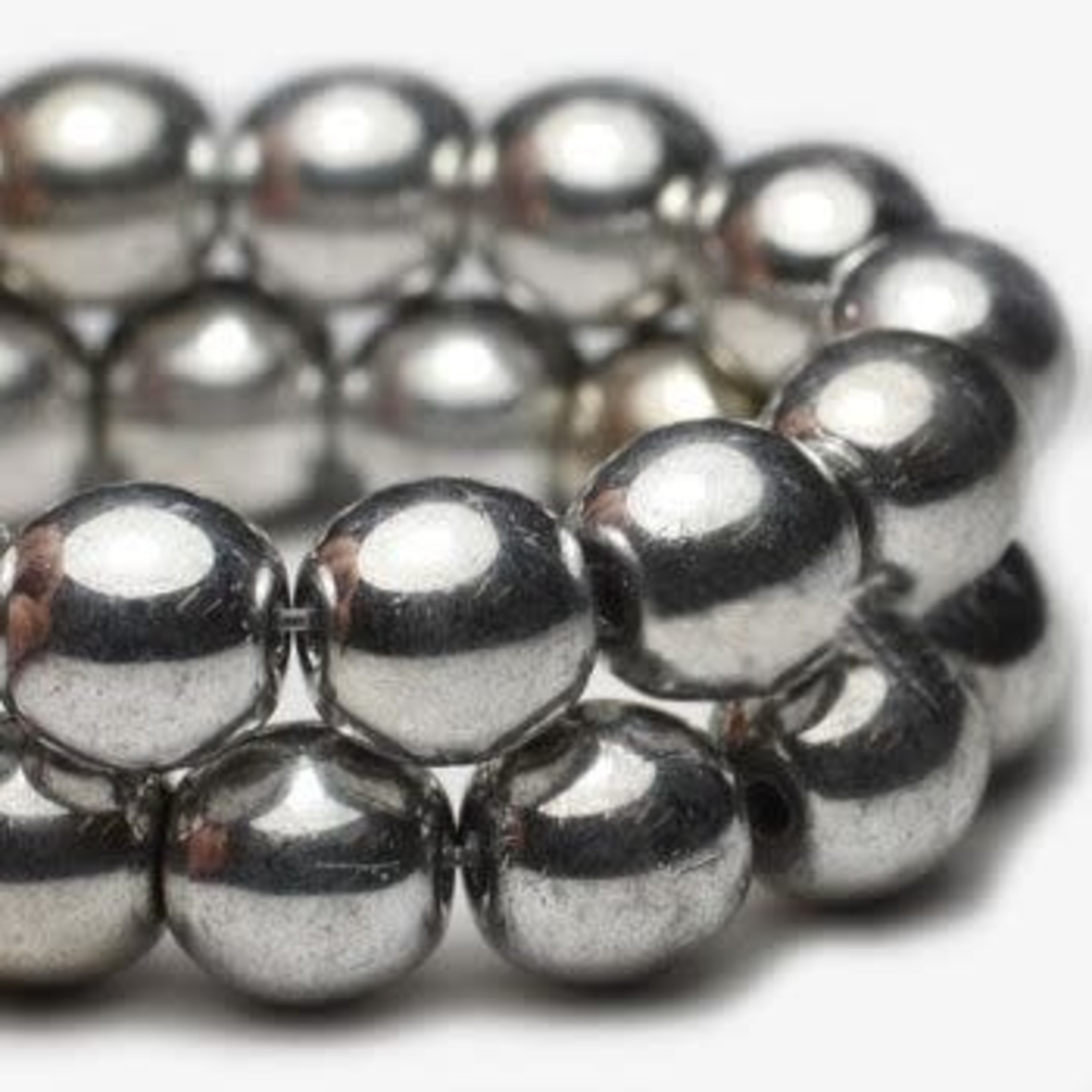 Czech Glass Druk 3mm Silver Bead Strand