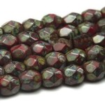 Czech Glass Fire Polish 3mm Red Picasso Bead Strand