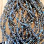 Labradorite 4mm Faceted Cube Bead Strand