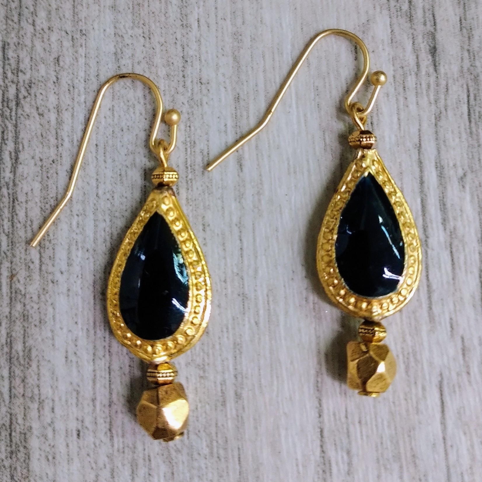 Bead Inspirations Cloisonne Drop Black Earrings - Ready to Wear