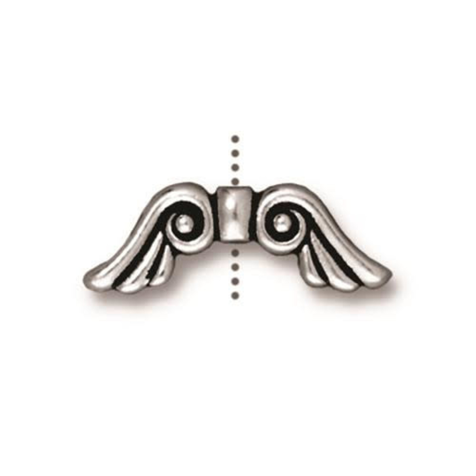 TierraCast Angel Wings Bead - Antique Silver Plated