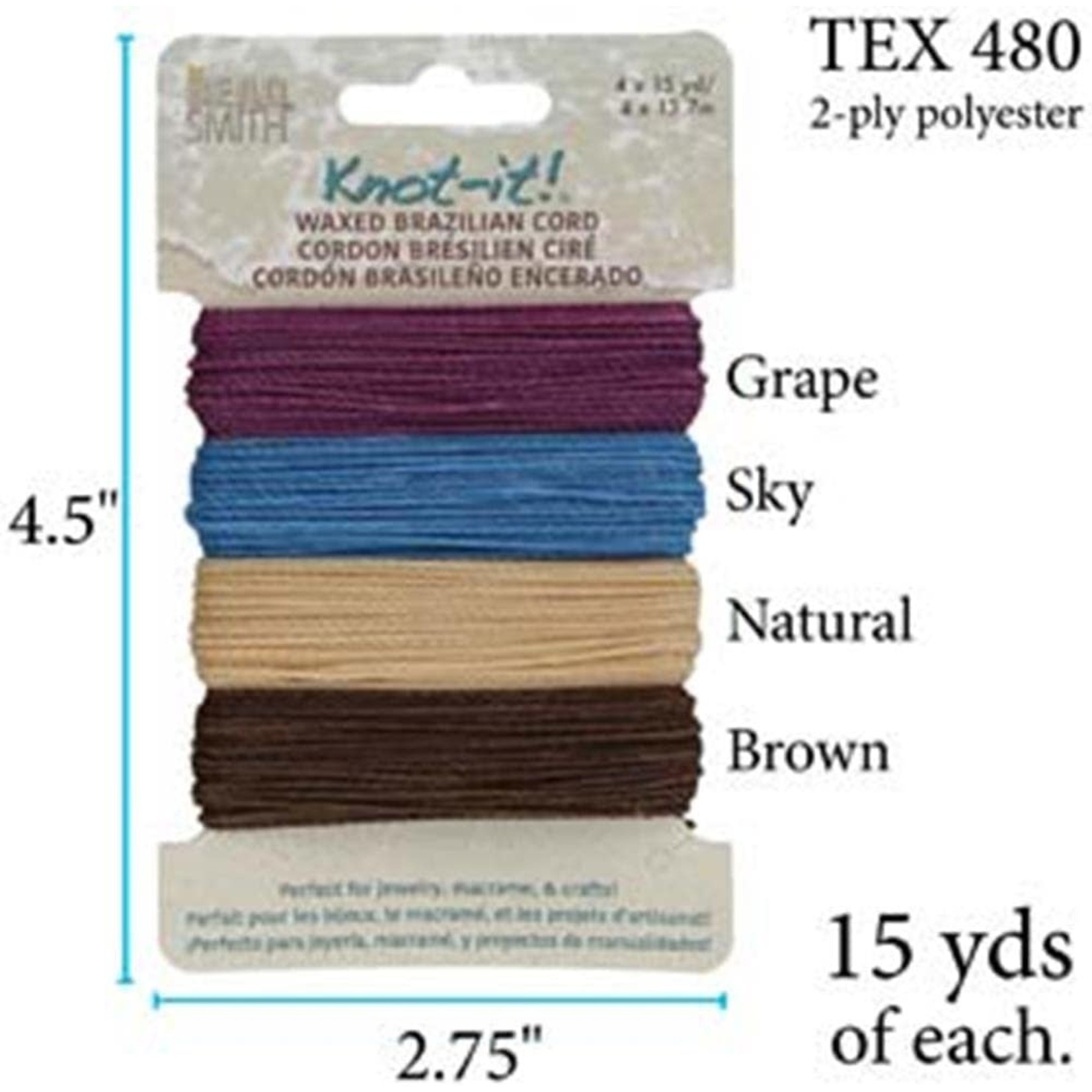 Knot-it! Waxed Brazilian Poly Cord - Adventures Calling 15 Yards/Color