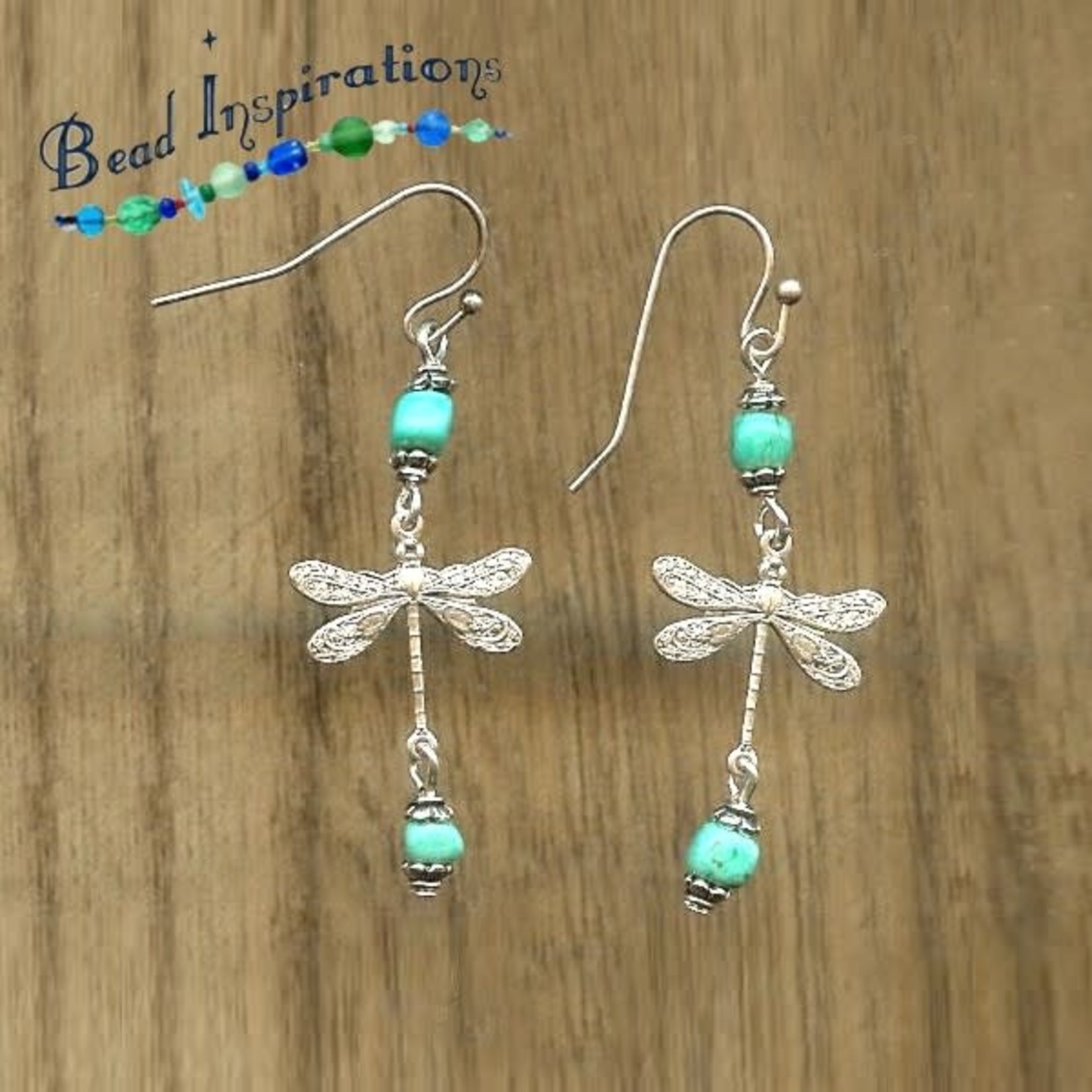 Bead Inspirations Silver Dragonfly Turquoise Earring Kit