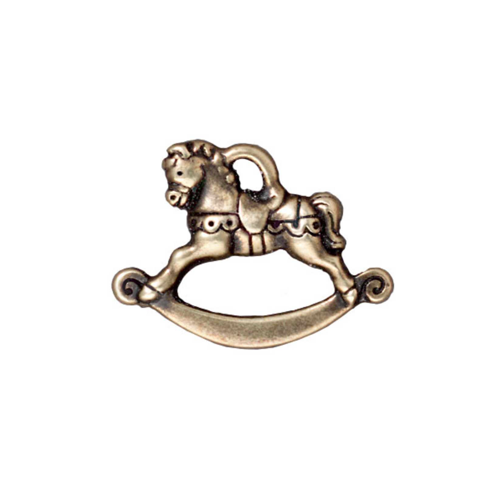 TierraCast Rocking Horse Charm - Antique Brass Plated