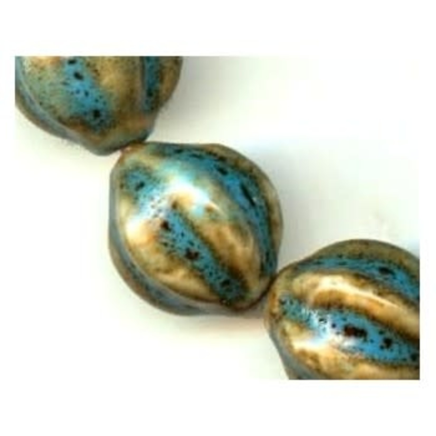 Glazed Clay 20mm Turquoise Ridged Melon Bead