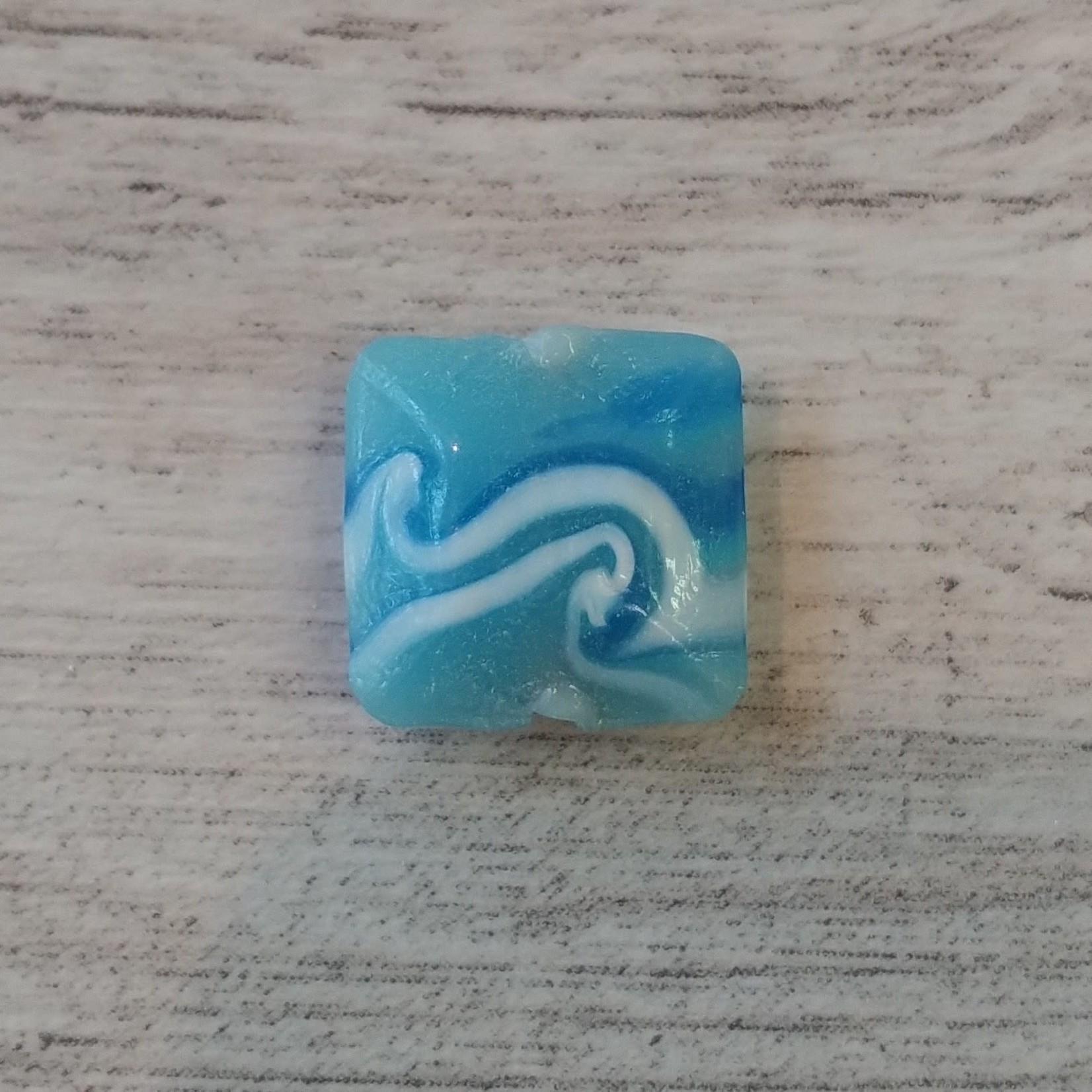 Calming Waves Square Lampwork Glass Bead