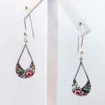 Mosaico Crystal Dichroic Pink Open Teardrop Earrings