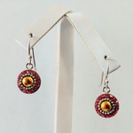 Mosaico Crystal Dichroic Red Fire Sterling Silver Earrings - Ready to Wear