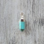 Faceted Drop Pendant Turquoise Magnesite 20mm Silver Bezel