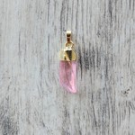 Faceted Drop Pendant Pink Quartz AB Gold Bezel