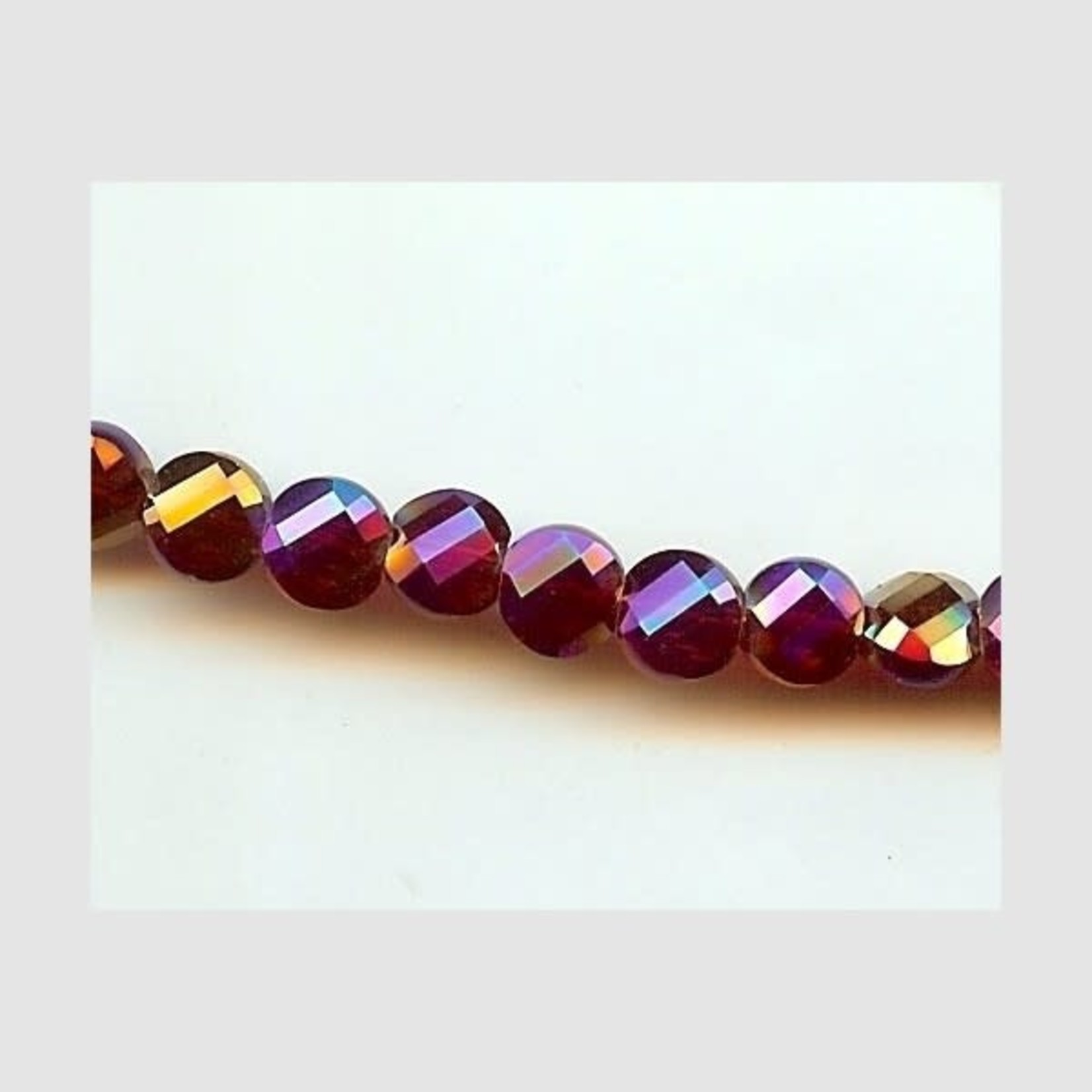 Faceted 6mm Coin Crystal Ruby AB bead