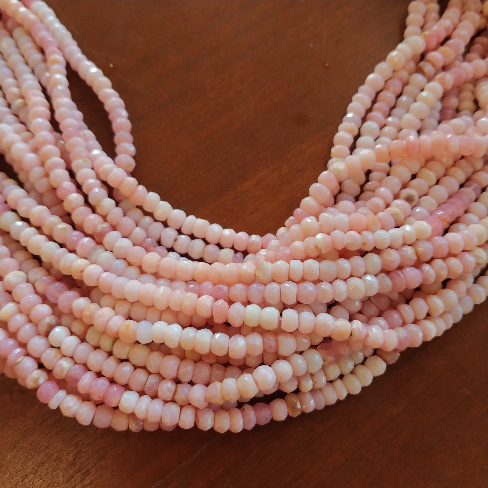 Peruvian Pink Opal 3x5 Faceted Bead Strand