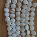 Ice White Lentil Lampwork 20mm Glass Bead Strand of 15