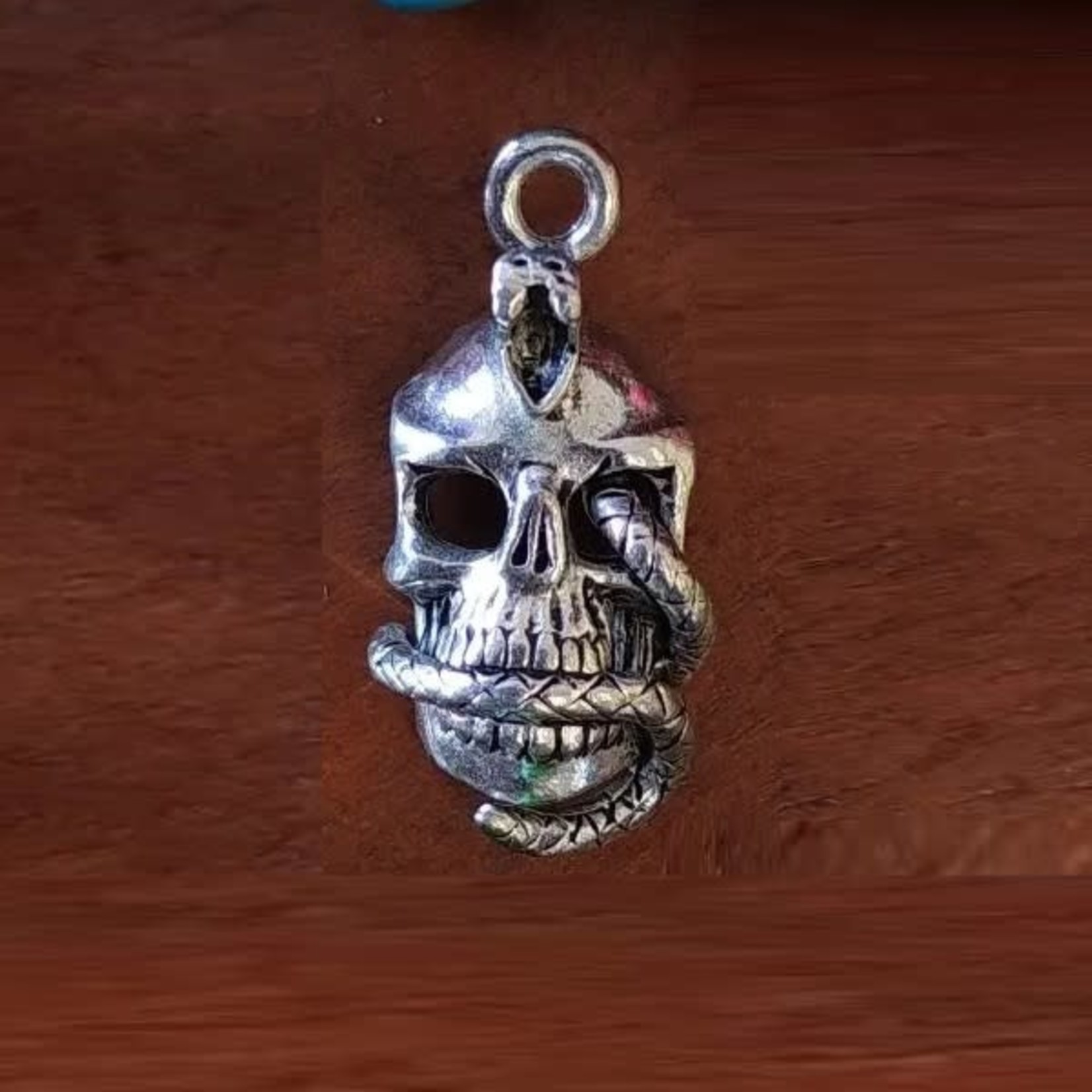 Skull with Snake Pewter Charm