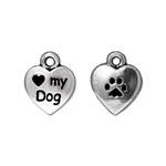 Love My Dog Antiqued Silver Plated Charm