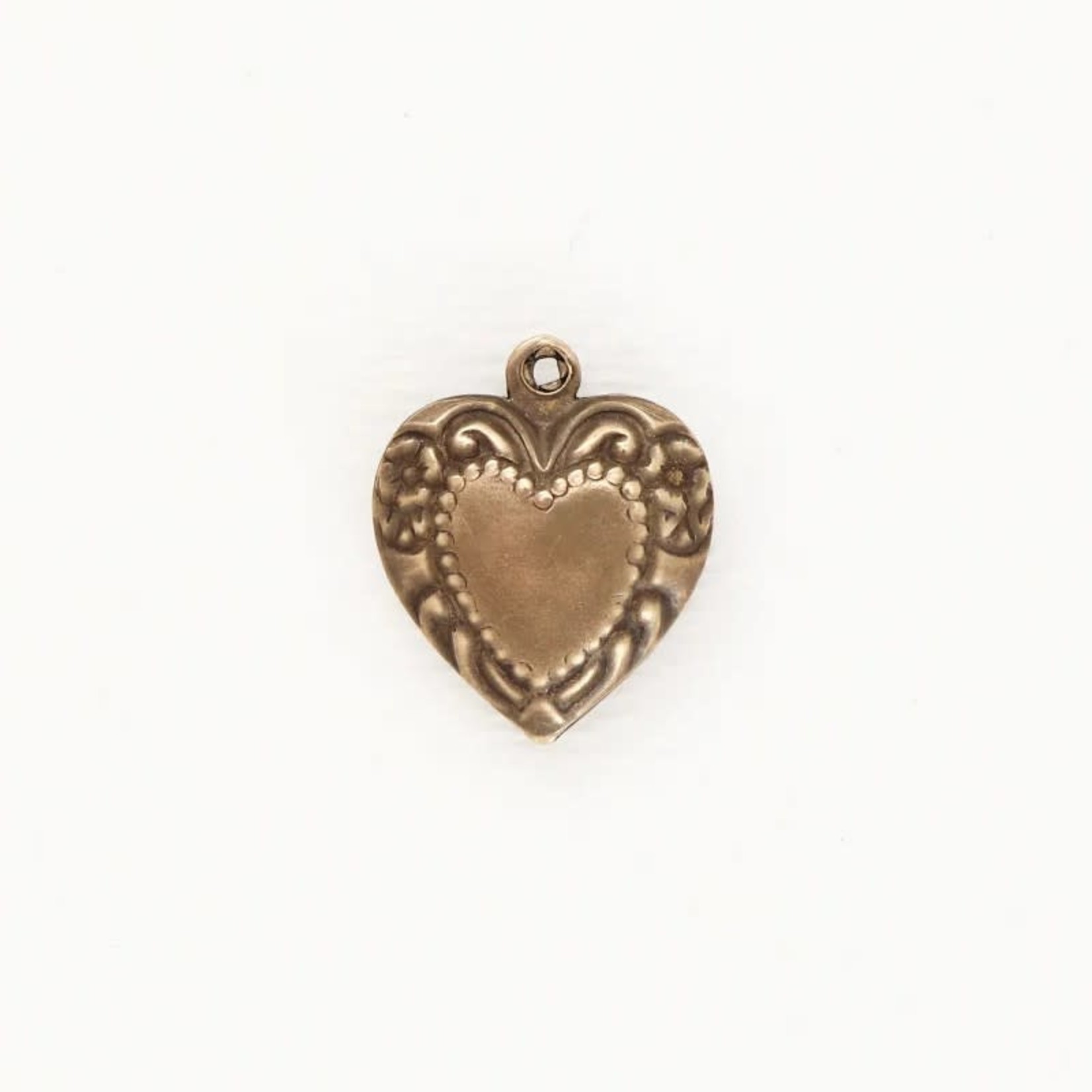 Cherished Heart 2-Sided Charm 18x16mm Vintaj Brass