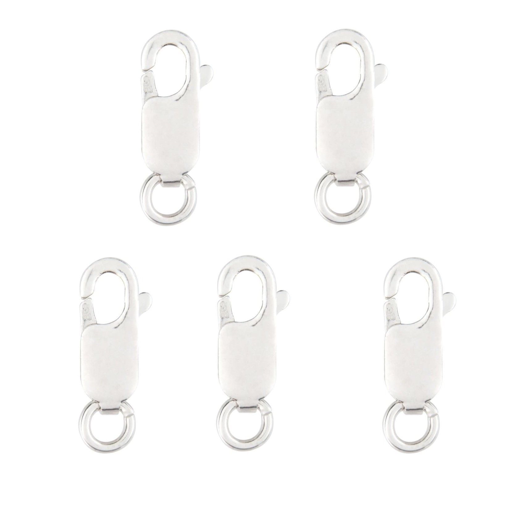 Sterling Silver 14x5mm Lobster Claw w/Ring - 5 Pieces