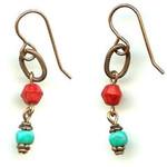 Tibetan Turquoise & Coral Earrings - Ready to Wear
