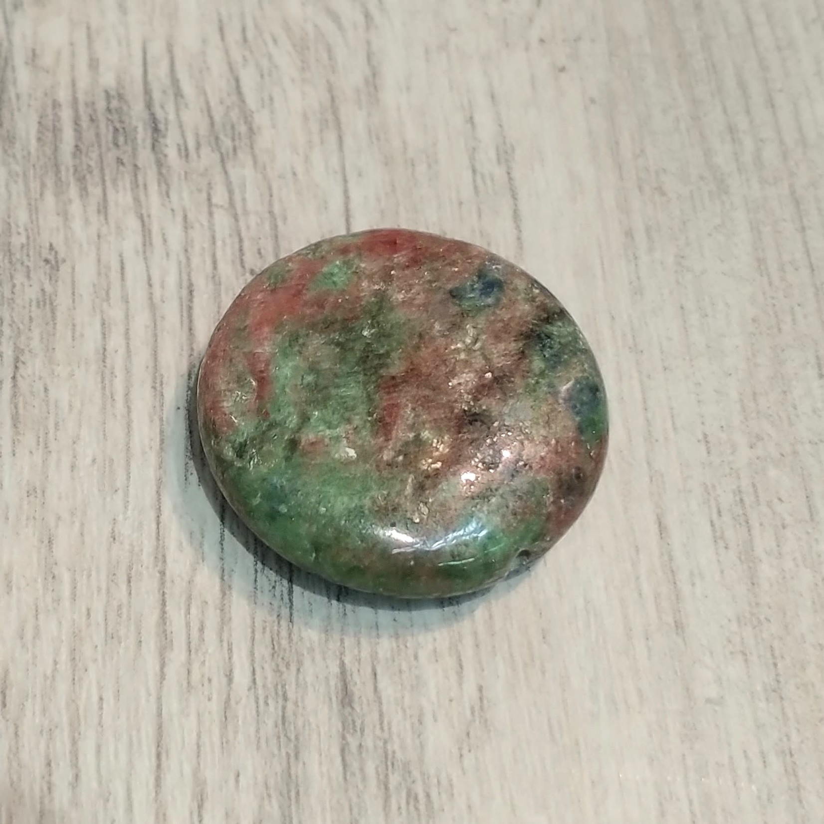 Garnet Green & Red 30mm Coin Bead