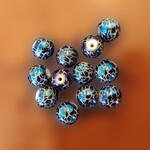 Reflection Glass  8mm Round Cracked Cobalt Bead - 12 Pieces