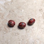 Cloisonne Oval 11x8mm Rust w/ Flower Bead