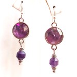 Amethyst Bezel Linked Earrings