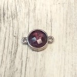 Amethyst Faceted Coin Round 2 Hole Link