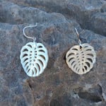 Monstera White Carved Mother of Pearl Earrings