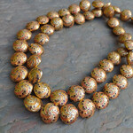 Cloisonne Lentil Bead - Gold Swirl