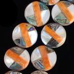 Geometric Inlaid Shell Spiny Oyster 16mm Abalone Bead