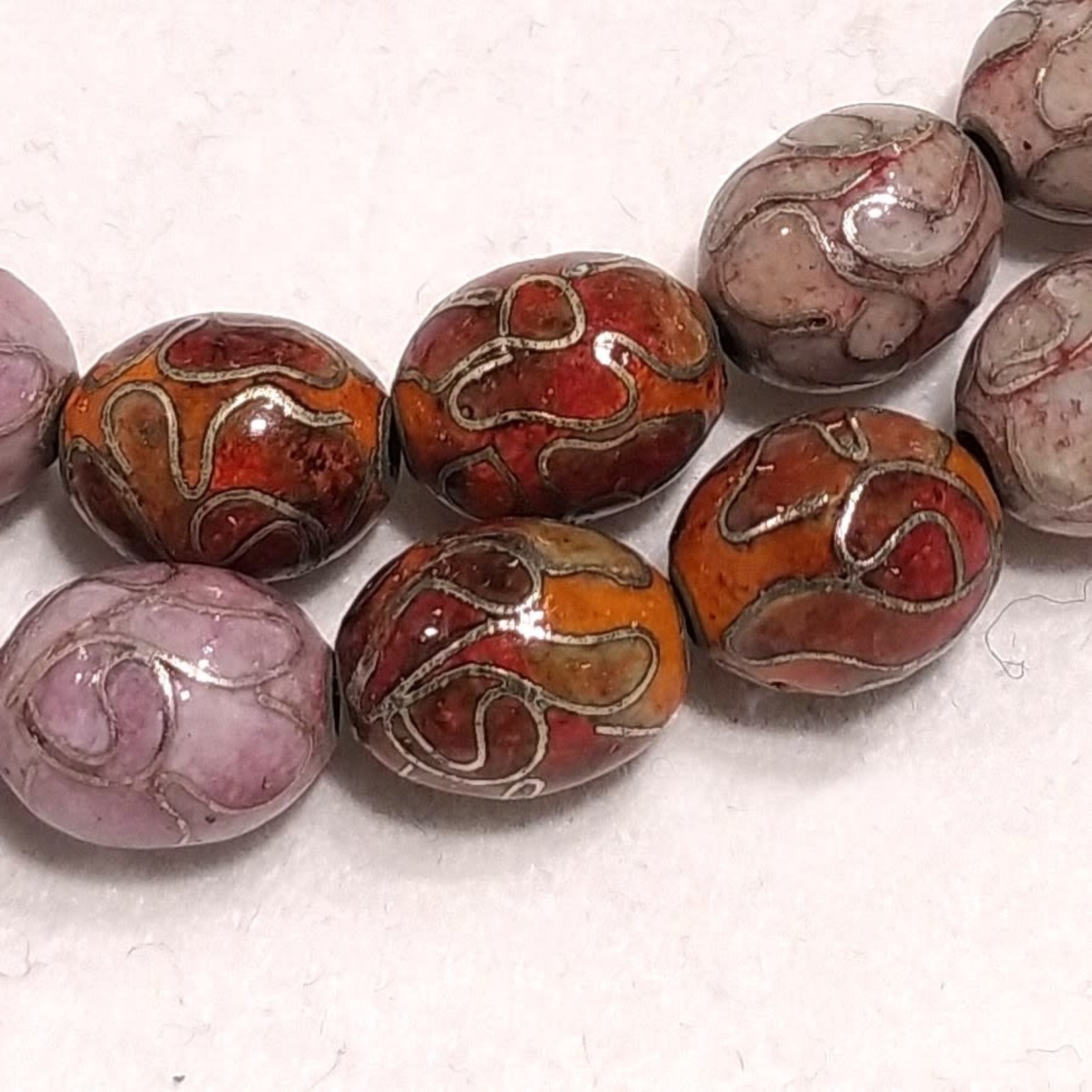 Cloisonne Oval 9x7mm Cognac Bead