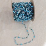 Czech Glass Beaded Chain Blue Flowers - 1 Foot