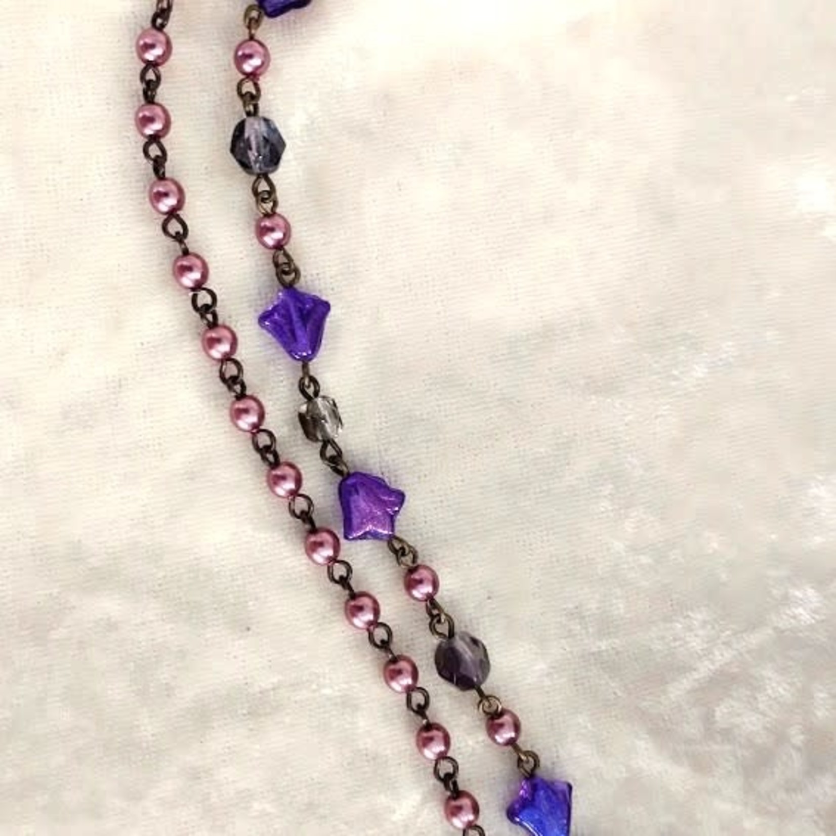 Czech Glass Beaded Chain Purple Flower - 1 Foot - Bead Inspirations