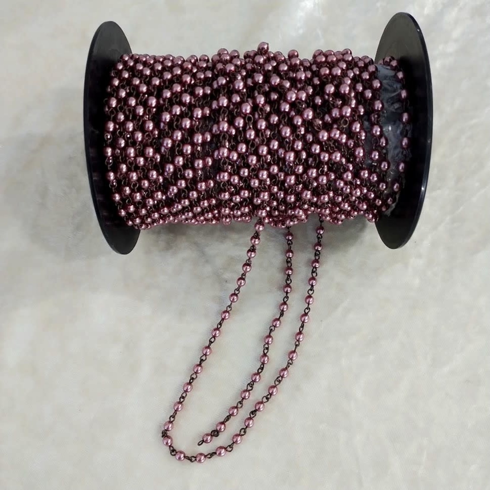 Czech Glass Pearl Chain 4mm Purple  - 1 Foot