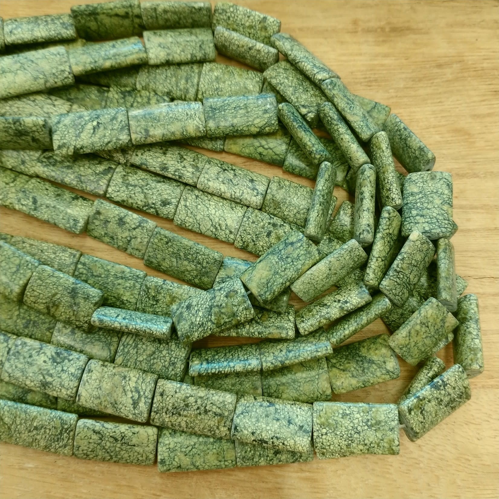 Green Lace Agate Rectangle Bead Strand