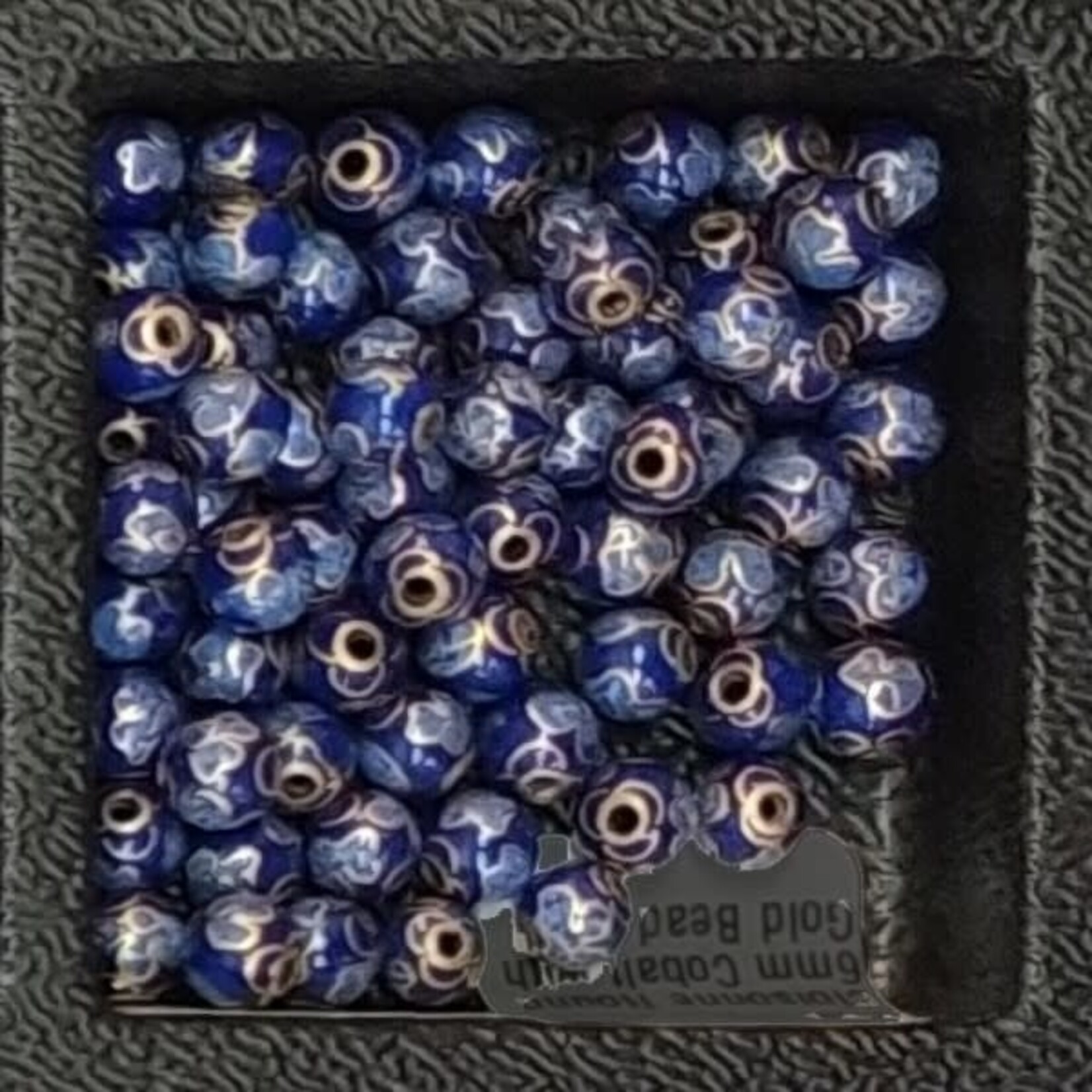 Cloisonne Round 6mm Cobalt Blue with Gold Bead
